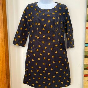 Boden corduroy scoop neck dress with 3/4 sleeve
